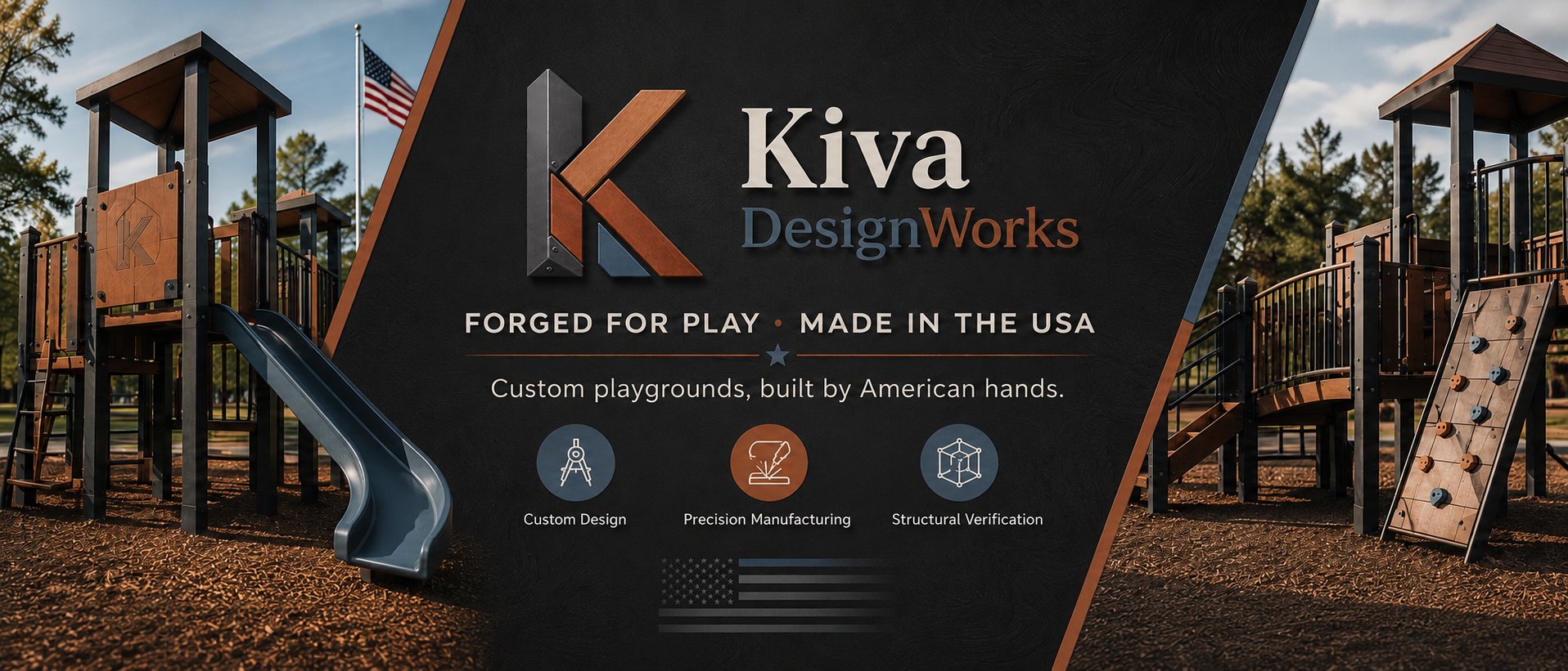 Kiva DesignWorks — Forged for Play, Made in the USA. Custom Design, Precision Manufacturing, Structural Verification.